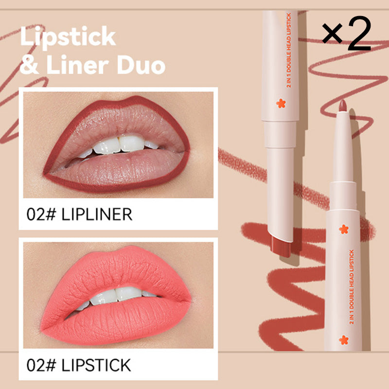 Long-Lasting Double Head Lipstick & Lip Liner