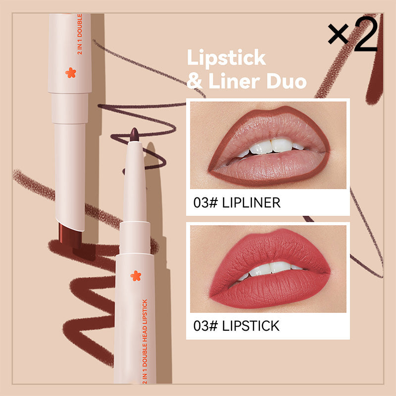 Long-Lasting Double Head Lipstick & Lip Liner