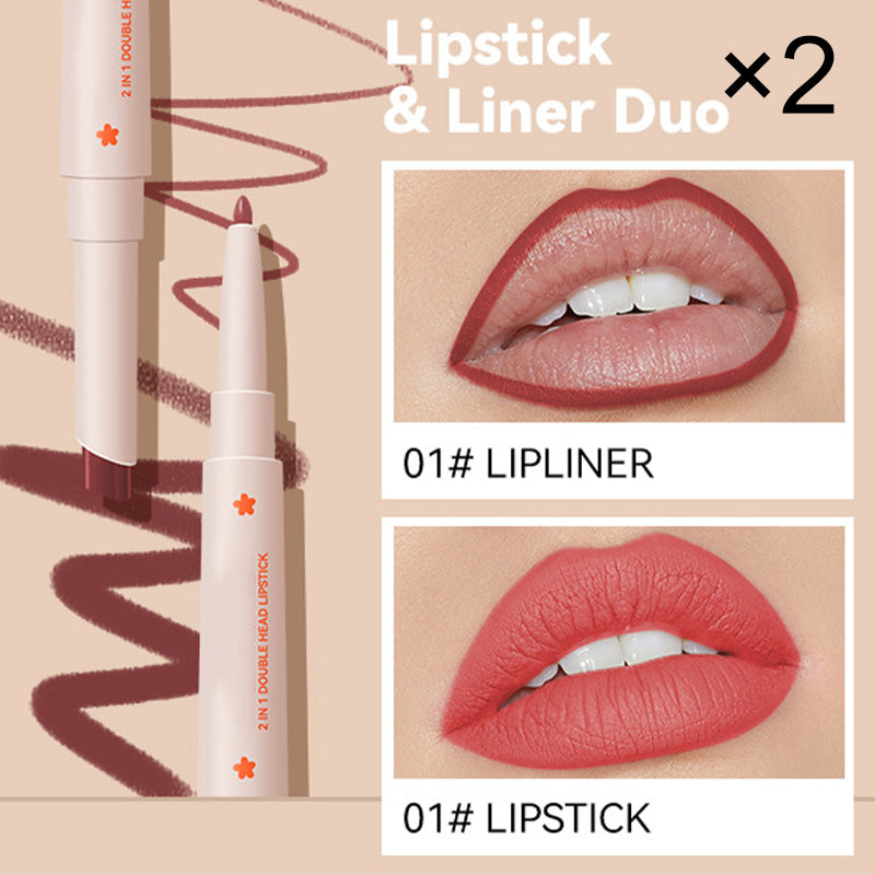 Long-Lasting Double Head Lipstick & Lip Liner