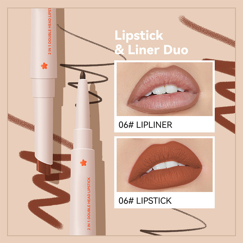 Long-Lasting Double Head Lipstick & Lip Liner