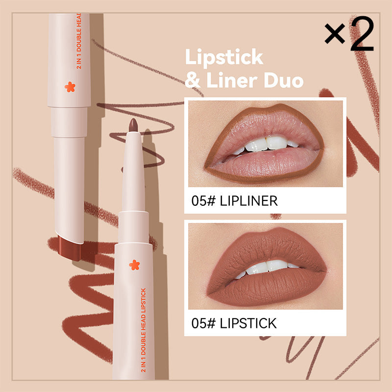 Long-Lasting Double Head Lipstick & Lip Liner