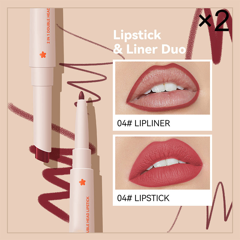 Long-Lasting Double Head Lipstick & Lip Liner