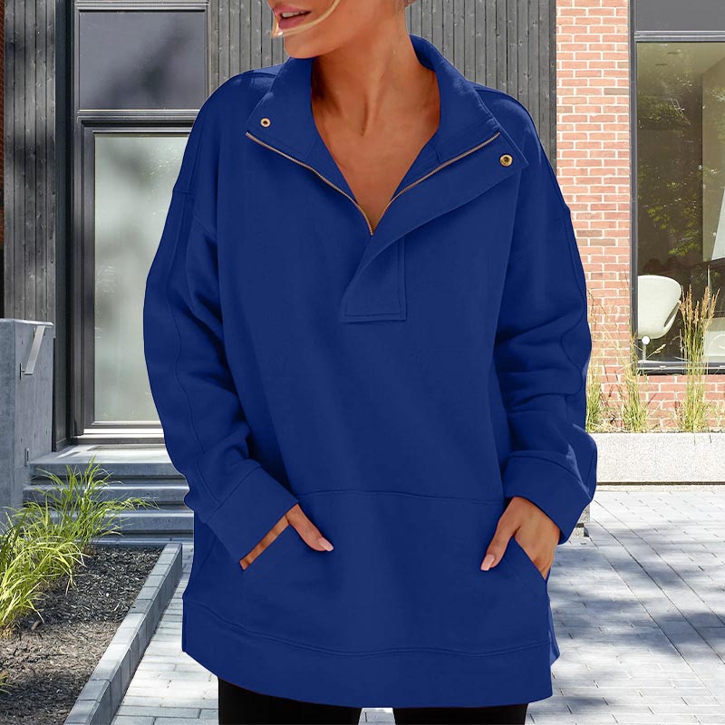 Women's Casual Lapel Half Zip Tops
