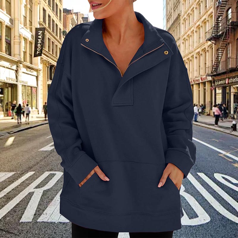 Women's Casual Lapel Half Zip Tops