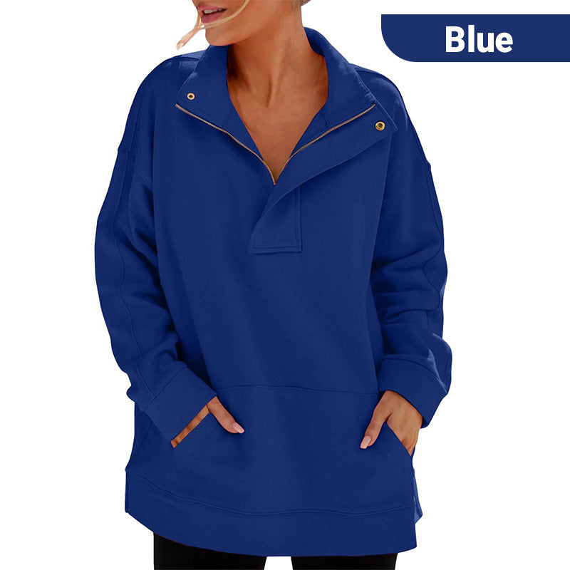 Women's Casual Lapel Half Zip Tops
