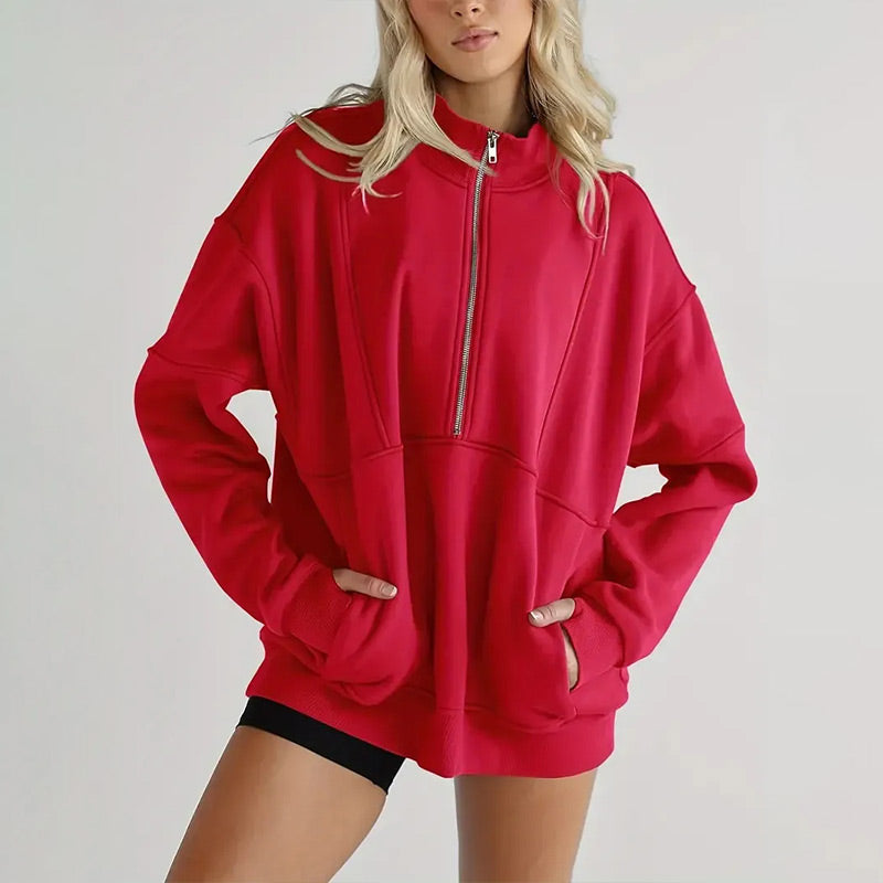 Women's Casual Lapel Half Zip Tops