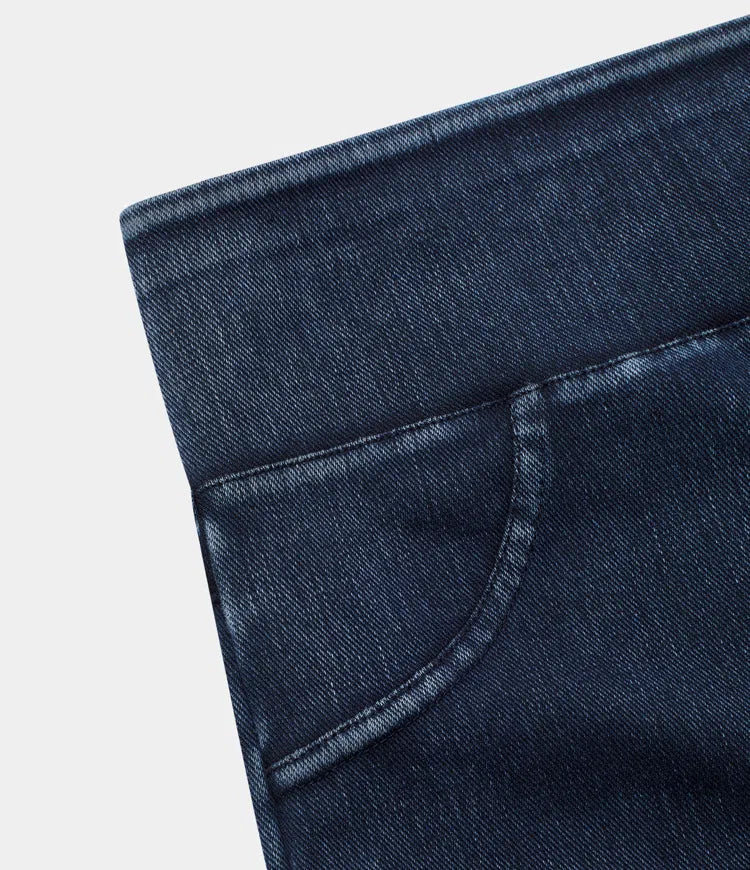 High Waisted Back Side Pocket Stretchy Knit Denim Casual Leggings