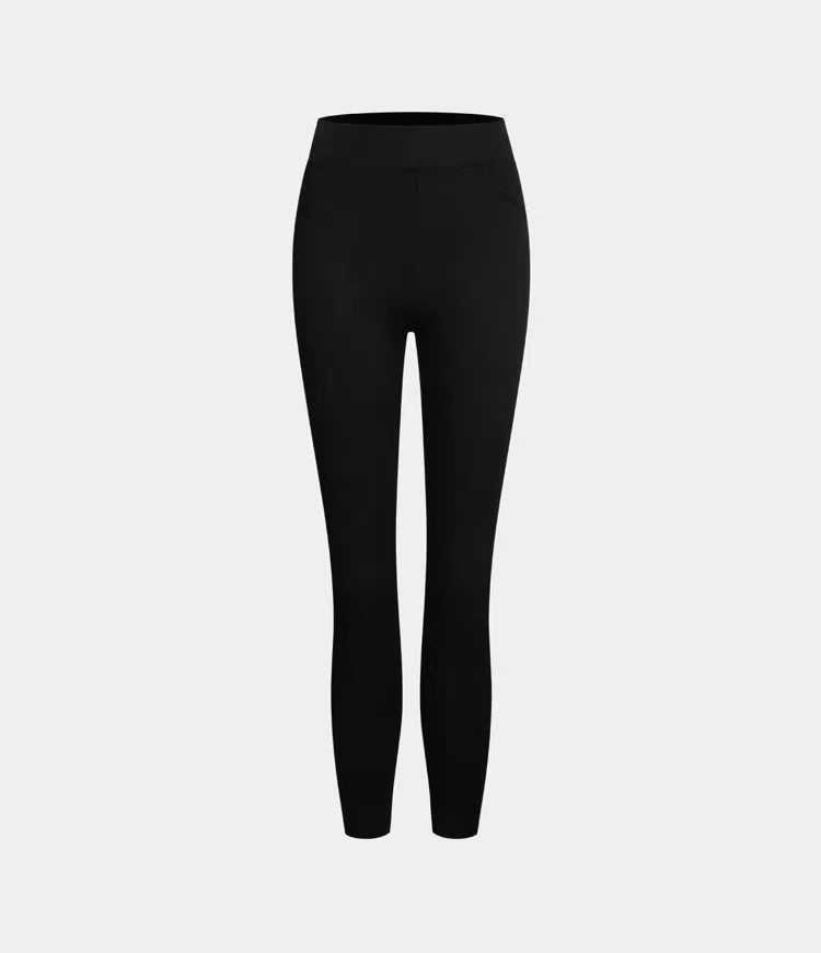 High Waisted Back Side Pocket Stretchy Knit Denim Casual Leggings