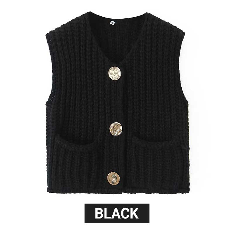 Women’s Chunky Knit Button-Down Sweater Vest