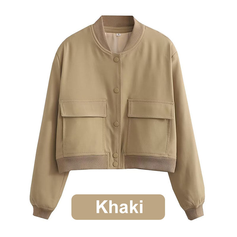 Women's Button Down Short Jacket with Pockets