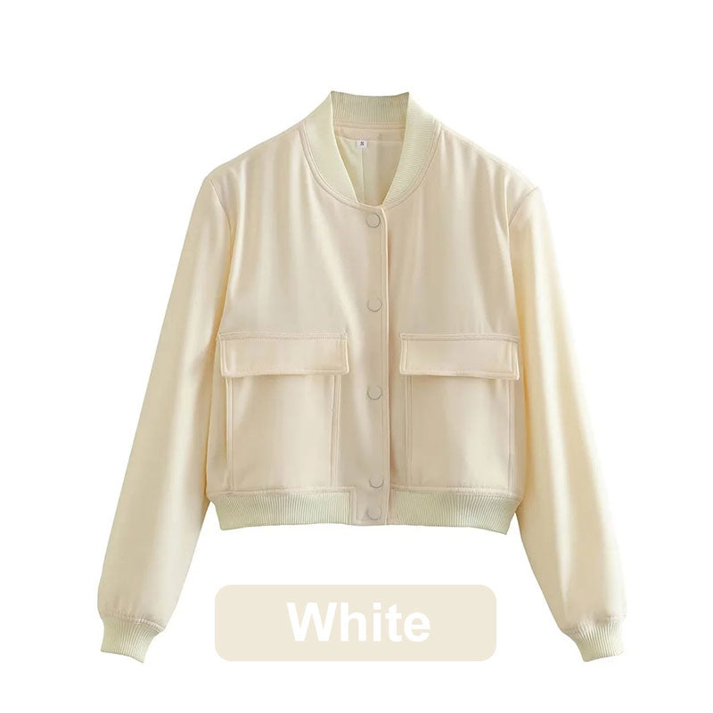Women's Button Down Short Jacket with Pockets