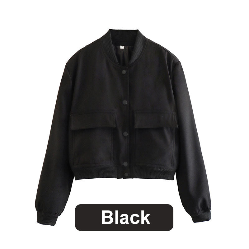 Women's Button Down Short Jacket with Pockets
