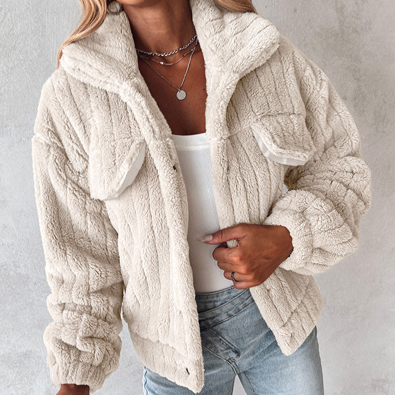 Women's Striped Fluffy Jacket