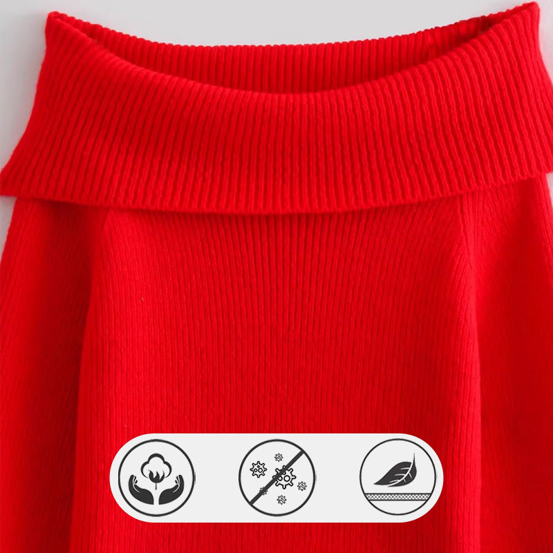 Women's Off-Shoulder Relaxed Long Sleeve Sweater