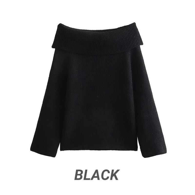 Women's Off-Shoulder Relaxed Long Sleeve Sweater