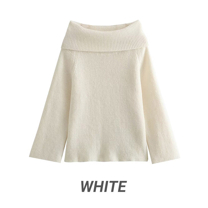 Women's Off-Shoulder Relaxed Long Sleeve Sweater