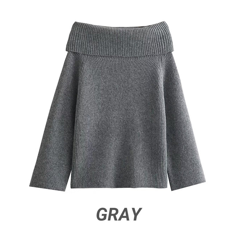 Women's Off-Shoulder Relaxed Long Sleeve Sweater