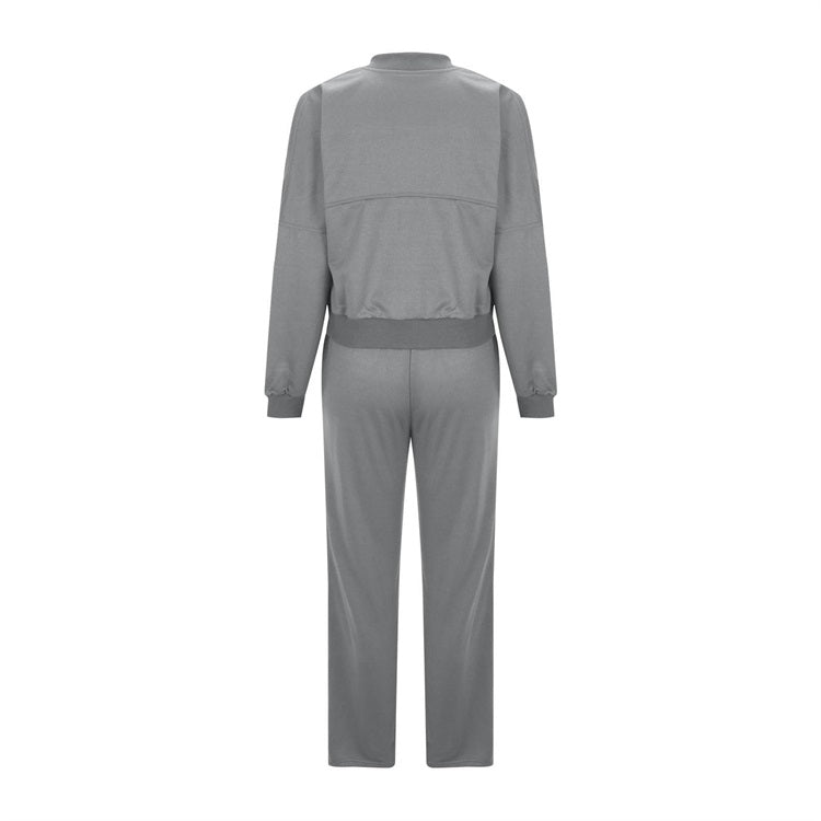 ✨ Chic Autumn/Winter Solid Zip-Up Hoodie & Straight Pants Set (top + trousers) 🍂💖