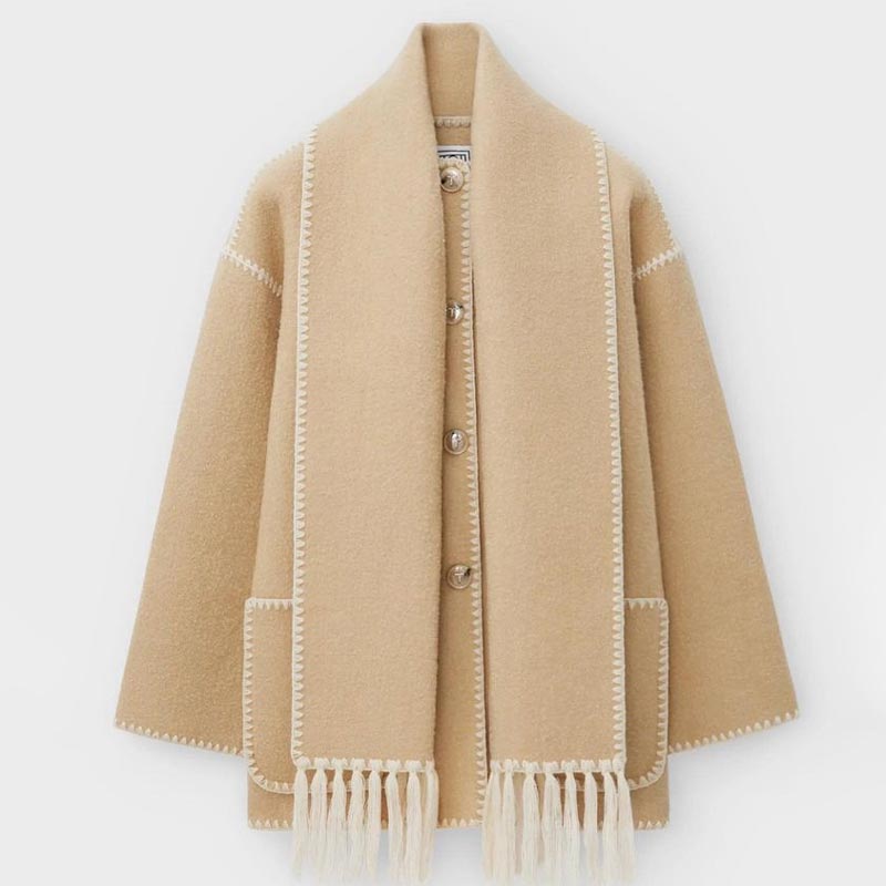 💥Hot Sale 49% OFF🔥Women’s Tassel Scarf Tweed Coat