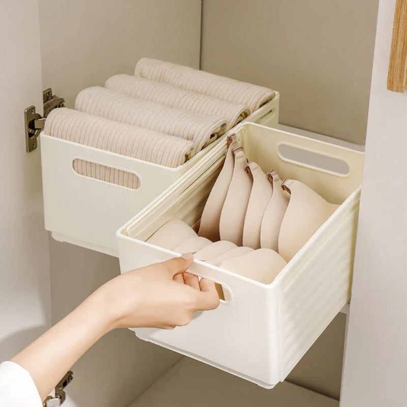 Retractable Plastic Storage Bin with Handles