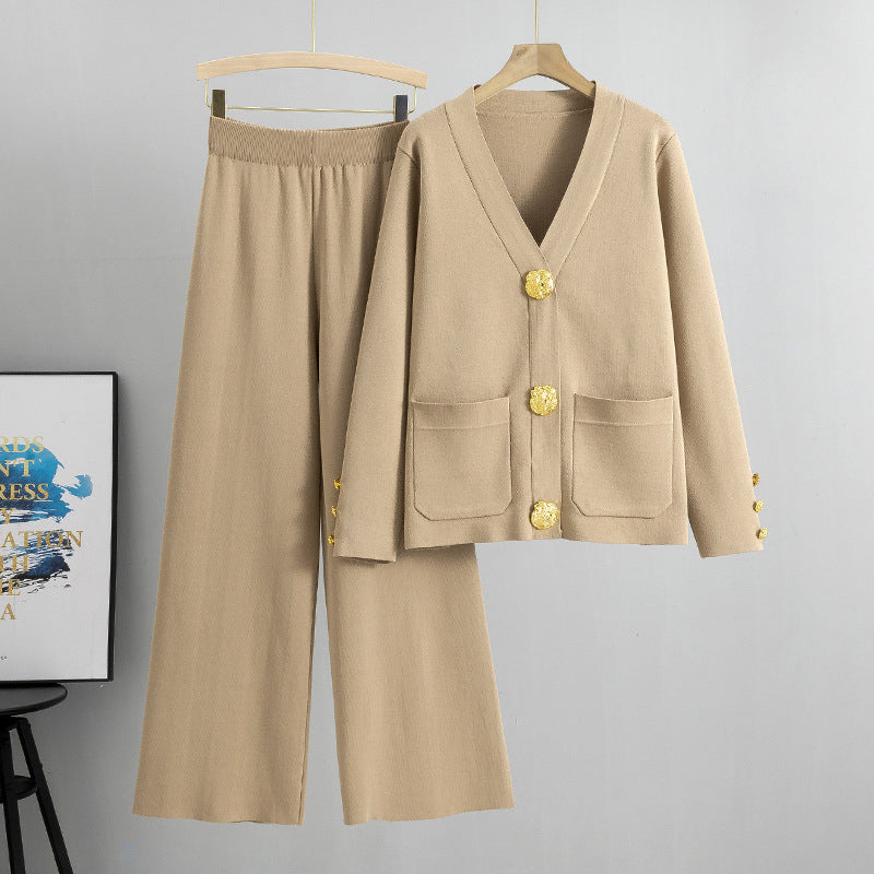 🔥Gold Button Soft Knit Trouser Co-Ord✈️
