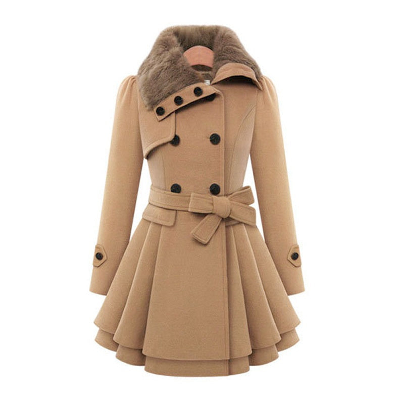 Women's Winter Double Breasted Jackets with Belt