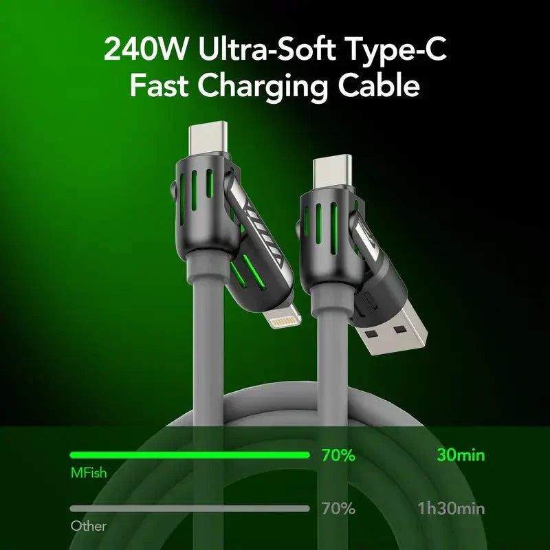 🔥4-in-1 USB Charging Cable mFish fast charging MAX 240W