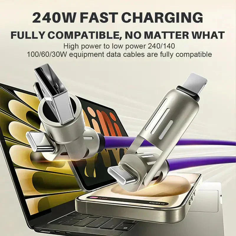 🔥4-in-1 USB Charging Cable mFish fast charging MAX 240W