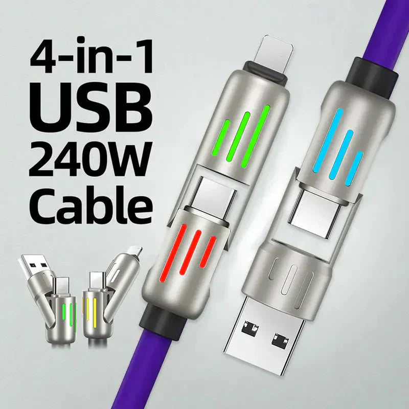 🔥4-in-1 USB Charging Cable mFish fast charging MAX 240W