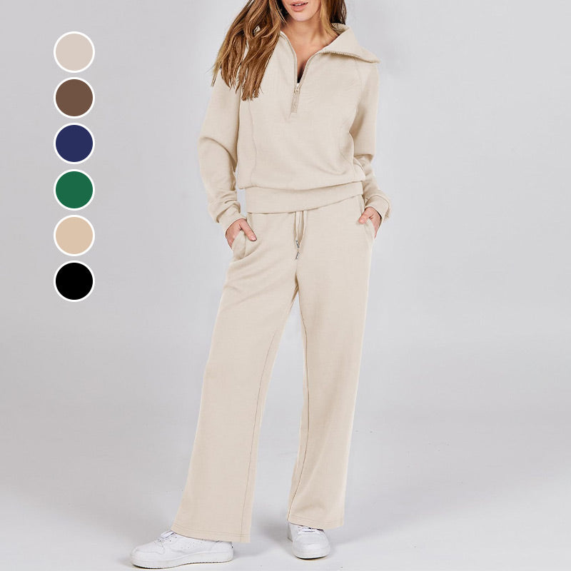💥New Year's Specials 👉Casual Zipper Long Sleeve Top &Pants Two-Piece Set❤️