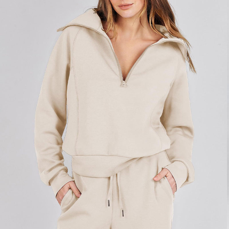 💥New Year's Specials 👉Casual Zipper Long Sleeve Top &Pants Two-Piece Set❤️