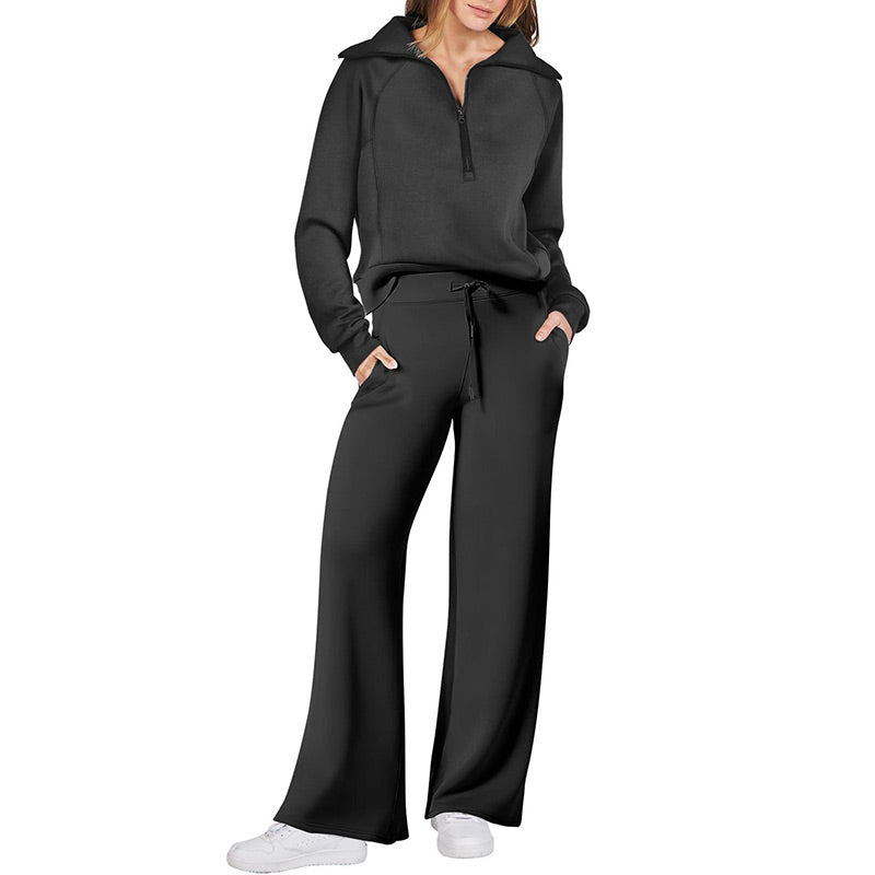 💥New Year's Specials 👉Casual Zipper Long Sleeve Top &Pants Two-Piece Set❤️