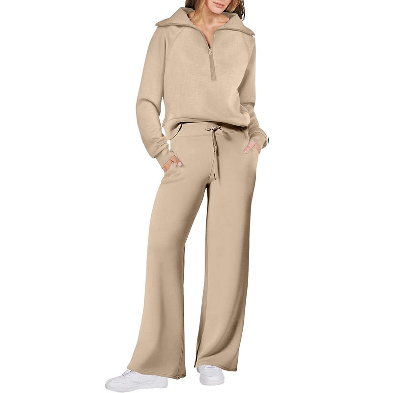 💥New Year's Specials 👉Casual Zipper Long Sleeve Top &Pants Two-Piece Set❤️