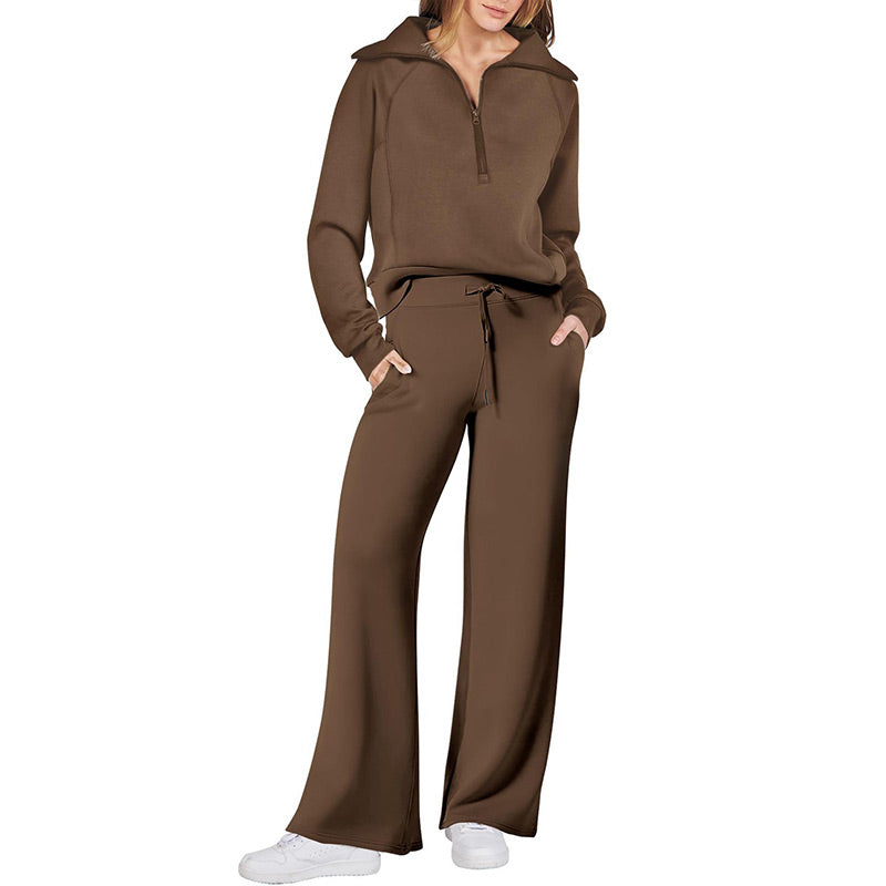 💥New Year's Specials 👉Casual Zipper Long Sleeve Top &Pants Two-Piece Set❤️