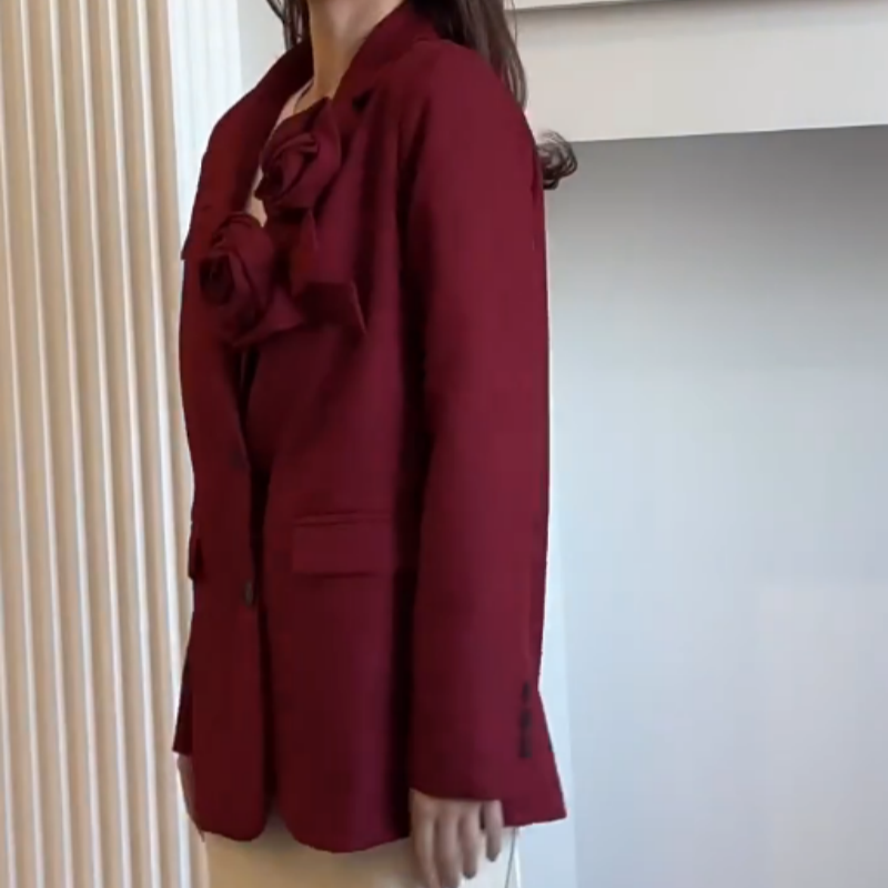 Women's Elegant Rose Long Sleeve Office Jackets