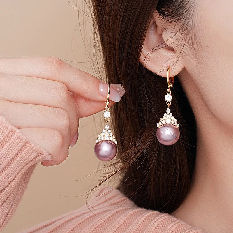 Vintage Elegant Zirconia Imitation Pearl Necklace & Earrings