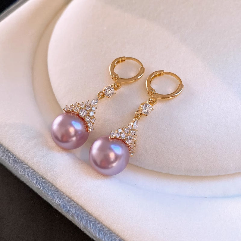 Vintage Elegant Zirconia Imitation Pearl Necklace & Earrings