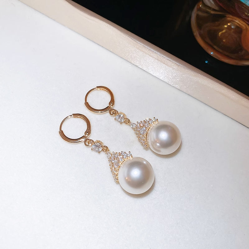 Vintage Elegant Zirconia Imitation Pearl Necklace & Earrings