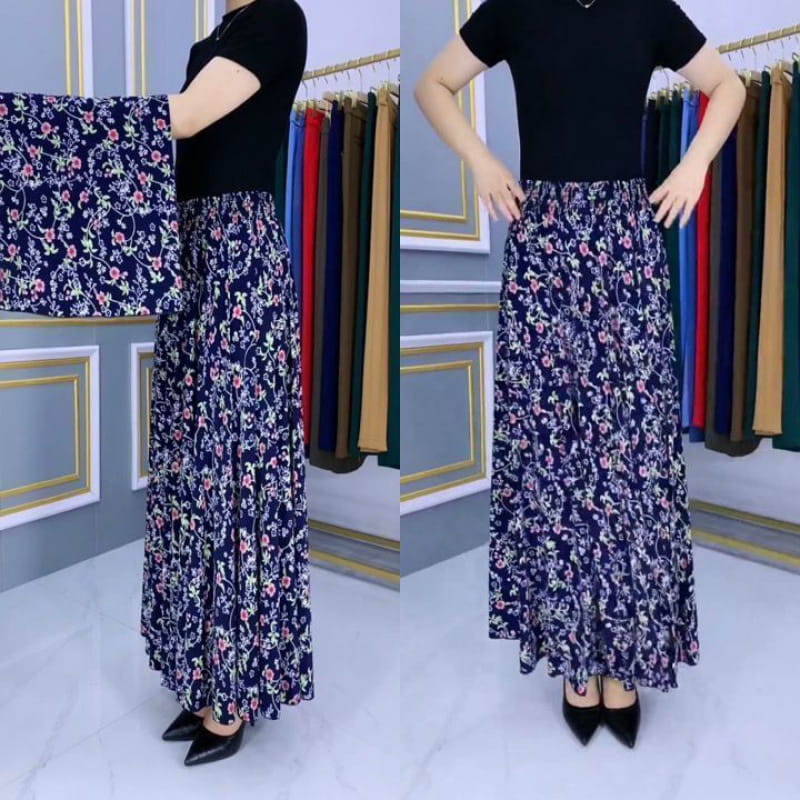 šSpring Hot SalešElastic Waist Pleated Maxi Skirt