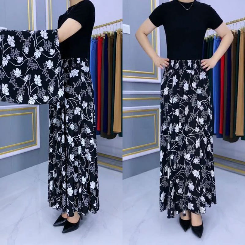 šSpring Hot SalešElastic Waist Pleated Maxi Skirt