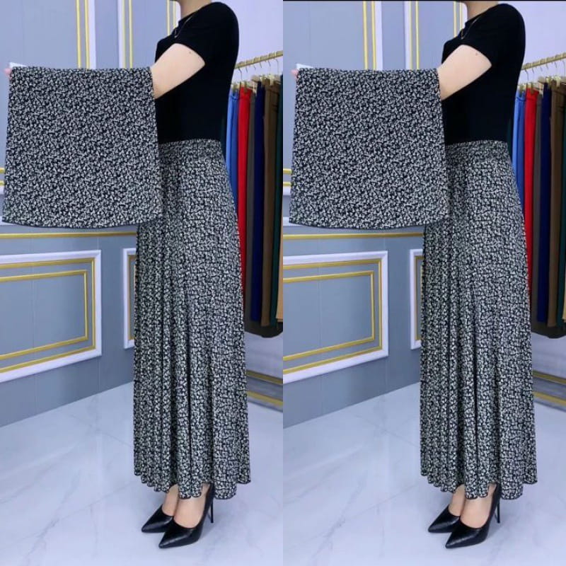 šSpring Hot SalešElastic Waist Pleated Maxi Skirt