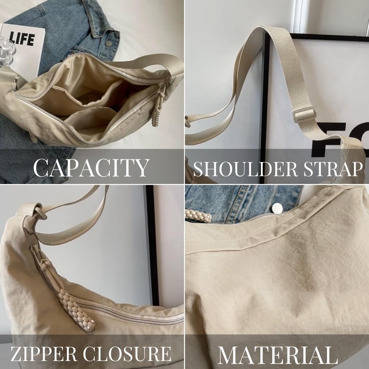 🔥Women's Fashion Plain Color Nylon Crossbody Bag