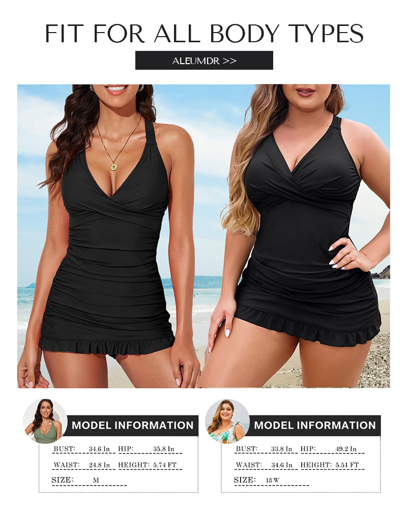 🌷Vacation offer 49% discount 👙Swimsuit with deep V and gathered back