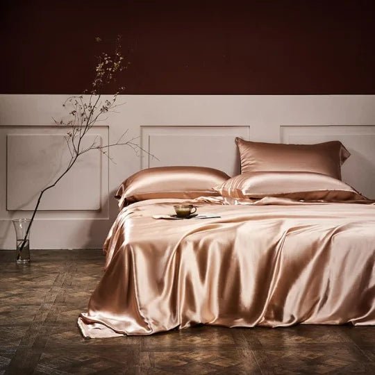 25 Momme Luxury Pure Mulberry Silk Bedding Set of 4(1x Quilt Cover + 1x Bedsheet + 2x Pillowcases)