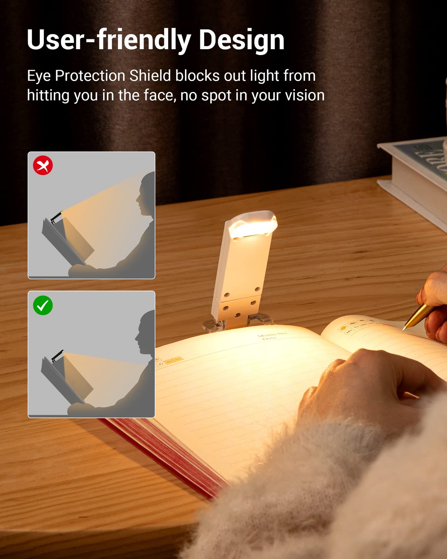📖USB rechargeable book LED light with clip for reading in bed
