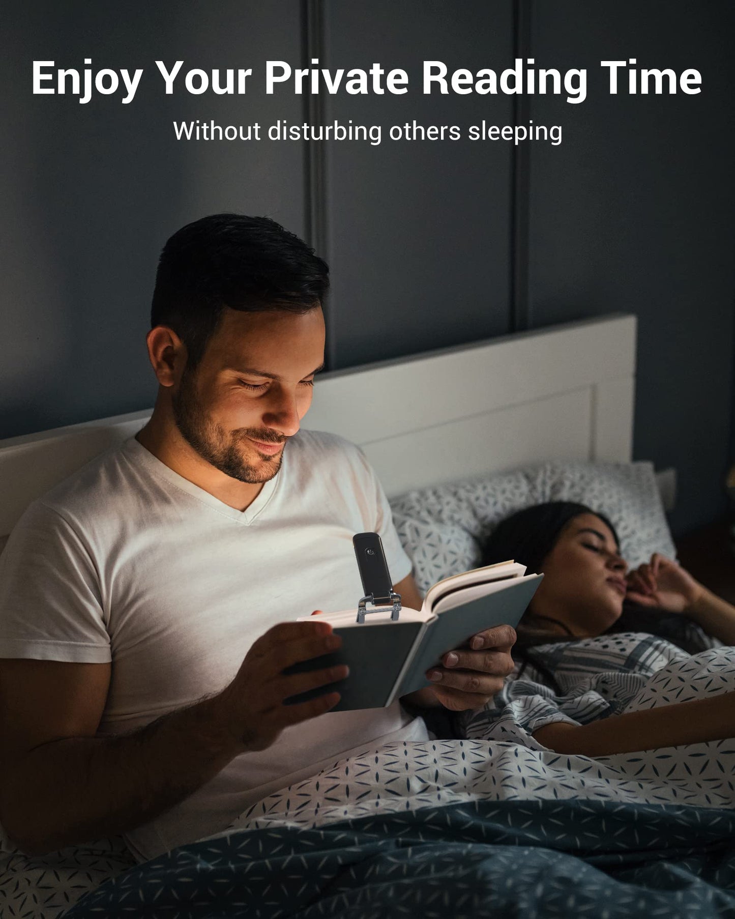 📖USB rechargeable book LED light with clip for reading in bed