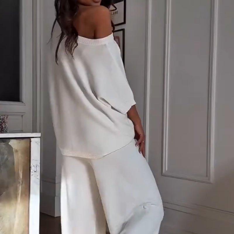 ⏳ Limited time 56% off! 💥 Casual One Shoulder Top & Pants Two Piece Set for Women(The more you buy, the higher the discount)