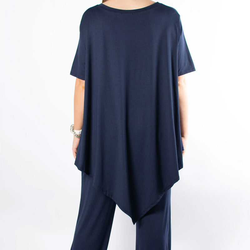Women's Irregular Hem Top & Loose Pants Set