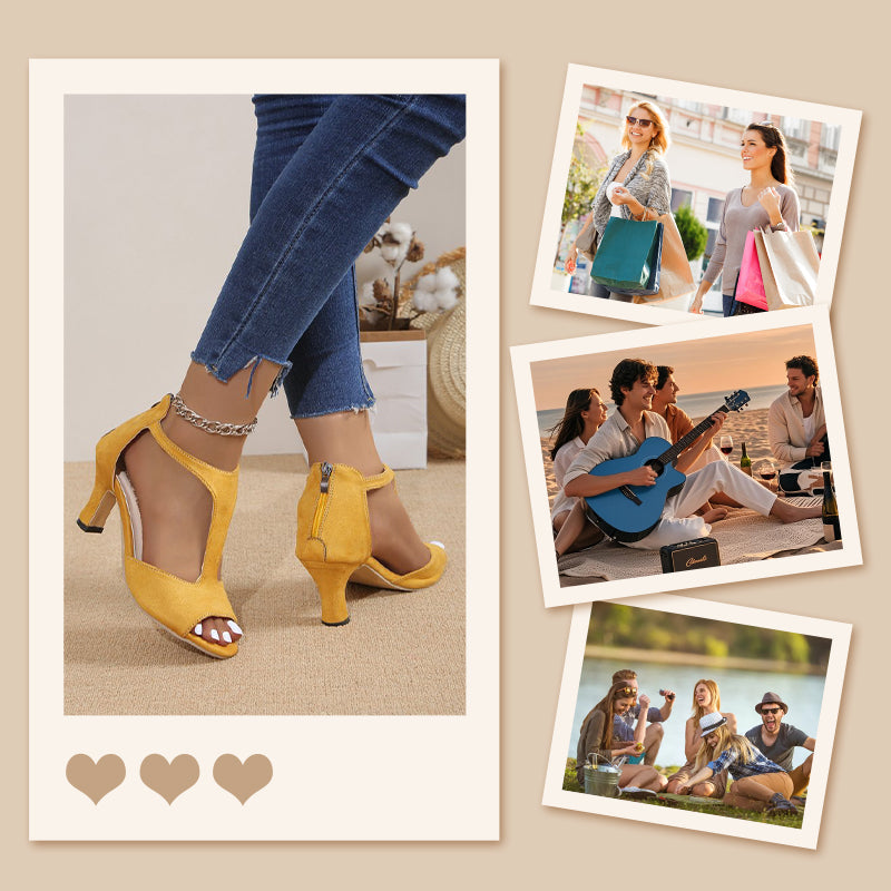 Women's Back Zipper Peep-Toe High Heel Sandals