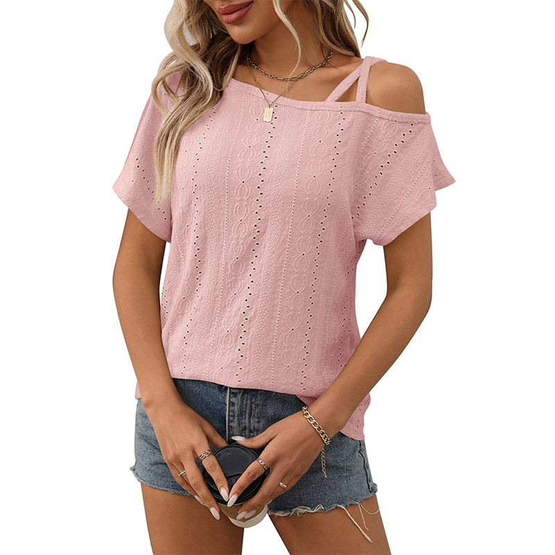 š„NEW ARRIVAL LIMITED TIME OFFERš„Women's Fashion Hollow Out Solid Color Short Sleeve Top